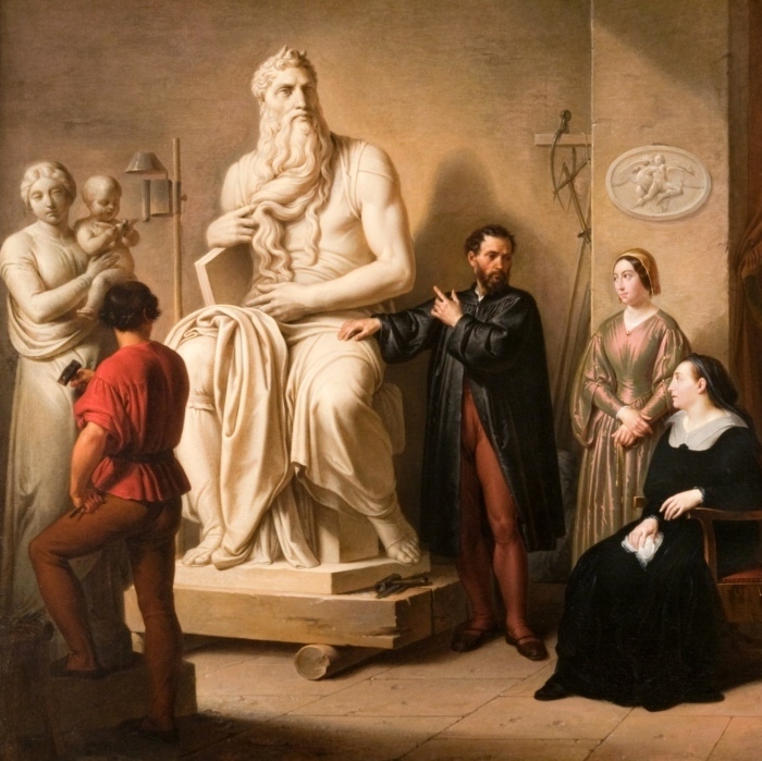 "Michelangelo con Vittoria Colonna e alcuni letterati" di Filippo Bigioli (Sanseverino Marche 1798 - Roma 1878)